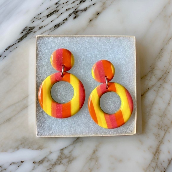 Handmade Clay Groovy Earrings | Never Worn - Picture 1 of 3